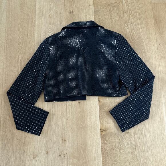 Maniere De Voir Cropped Blazer Rhinestone Size US6 Black - Picture 5 of 8